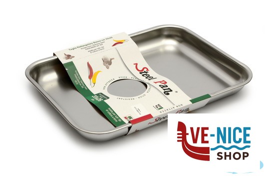 inox STEEL-TEGLIA RETTANGOLARE CM 35X26XH.2 BASSA INOX INTERNO CON RILIEVO ANTIGRAFFIO STEEL PAN SRL - immagine 3