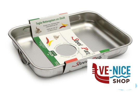 inox STEEL-TEGLIA RETTANGOLARE CM 35X26X5,5 INOX INTERNO CON RILIEVO ANTIGRAFFIO STEEL PAN SRL - immagine 4