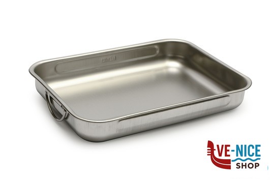 inox STEEL-TEGLIA RETTANGOLARE CM 35X26X5,5 INOX INTERNO CON RILIEVO ANTIGRAFFIO STEEL PAN SRL