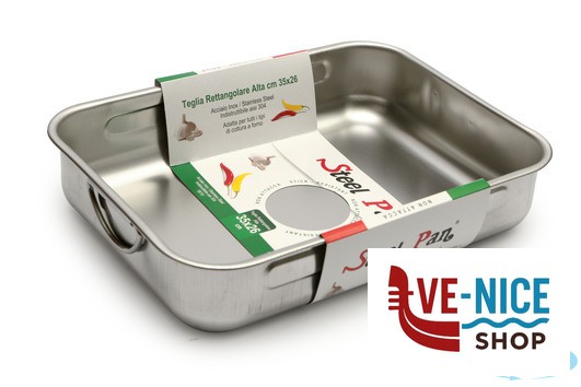 inox STEEL-TEGLIA RETTANGOLARE CM 35X26X7,5 ALTA INOX INTERNO CON RILIEVO ANTIGRAFFIO STEEL PAN SRL - immagine 4