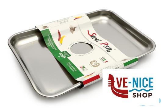 inox STEEL-TEGLIA RETTANGOLARE CM 40X28XH.2 BASSA INOX INTERNO CON RILIEVO ANTIGRAFFIO STEEL PAN SRL - immagine 3
