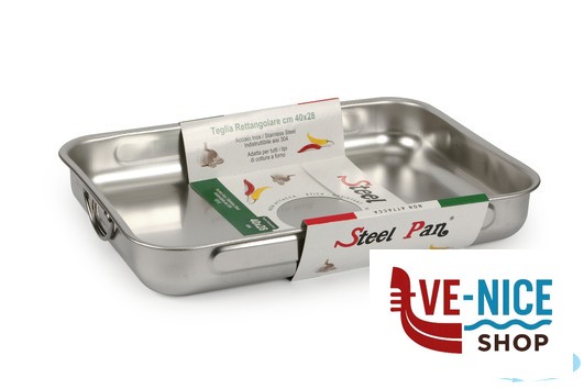 inox STEEL-TEGLIA RETTANGOLARE CM 40X28X6 INOX INTERNO CON RILIEVO ANTIGRAFFIO STEEL PAN SRL - immagine 4