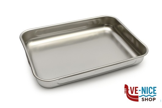 inox STEEL-TEGLIA RETTANGOLARE CM 40X28X6 INOX INTERNO CON RILIEVO ANTIGRAFFIO STEEL PAN SRL