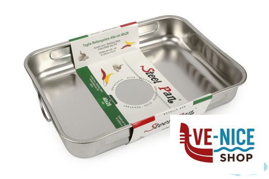 inox STEEL-TEGLIA RETTANGOLARE CM 40X28X7,5 ALTA INOX INTERNO CON RILIEVO ANTIGRAFFIO STEEL PAN SRL - immagine 4