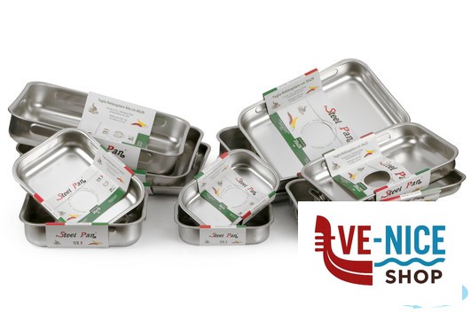 inox STEEL-TEGLIA RETTANGOLARE CM 35X26XH.2 BASSA INOX INTERNO CON RILIEVO ANTIGRAFFIO STEEL PAN SRL - immagine 2