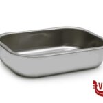 inox STEEL-TEGLIA RETTANGOLARE CM 20X14XH.5 INOX INTERNO CON RILIEVO ANTIGRAFFIO STEEL PAN SRL