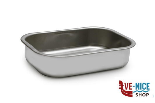 inox STEEL-TEGLIA RETTANGOLARE CM 20X14XH.5 INOX INTERNO CON RILIEVO ANTIGRAFFIO STEEL PAN SRL