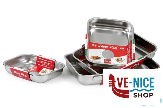 inox STEEL-TEGLIA RETTANGOLARE 30X22X5,3 LUCIDA INOX INTERNO CON RILIEVO ANTIGRAFFIO STEEL PAN SRL - immagine 3