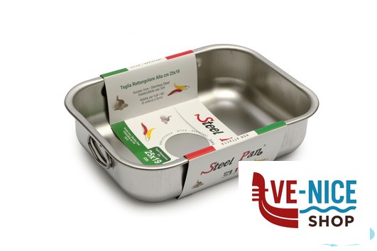 inox STEEL-TEGLIA RETTANGOLARE CM 25X19X6,8 ALTA INOX INTERNO CON RILIEVO ANTIGRAFFIO STEEL PAN SRL - immagine 3
