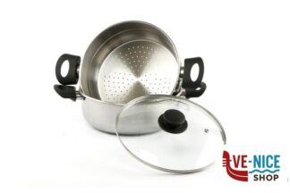 inox STEEL-VAPORIERA CON CESTELLO E COPERCHIO VETRO CM24 148905 STEEL PAN SRL