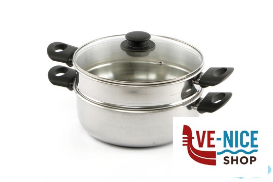 inox STEEL-VAPORIERA CON CESTELLO E COPERCHIO VETRO CM24 148905 STEEL PAN SRL - immagine 2