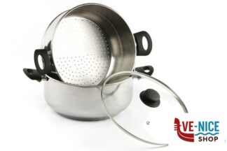 inox STEEL-VAPORIERA CON CESTELLO E COPERCHIO VETRO CM28 148929 STEEL PAN SRL