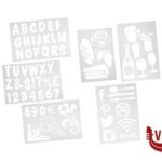 segnaletiche SET DA 6 STENCIL CON LETTERE, NUMERI, FORME E SOCIAL MEDIA CM 22X32   SECSTN-5 SECURIT
