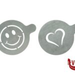 prima colazione SET DA 2 STENCIL IN ACCIAIO INOX PER DECORARE IL CAPPUCCINO A FORMA DI CUORE E DI SMILE CM 10,5X12,4X0,1   STN-SS-CO SECURIT