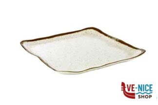 melamina STONE ART-PIATTO QUADRO MELAMINA EFFETTO PUNTINATO CON BORDO MARRONE CM 33X32,5XH3 84517 APS ASSHEUER POTT GMBH E CO KG