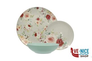 ceramica SWEET ROSE-SERVIZIO TAVOLA 18 PEZZI STONEWARE HMN200715 IMPORT TAVOLA