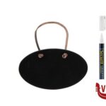 SET DA 6 LAVAGNE TAG OVALI CON CORDONCINO PER BOTTIGLIE. COLORE NERO, SCRIVIBILI SU ENTRAMBI I LATI. 1 PENNARELLO BIANCO INCLUSO   TAG-BOTTLE SECURIT altri 1 pezzi