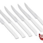 coltelli TAGLIENTISSIMI-CONFEZIONE 6 COLTELLI BISTECCA LAMA DENTATA CM 11 MANICO BIANCO MARIETTI COLTELLERIA SPA