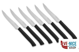 coltelli TAGLIENTISSIMI-CONFEZIONE 6 COLTELLI BISTECCA LAMA DENTATA CM 11 MANICO NERO MARIETTI COLTELLERIA SPA