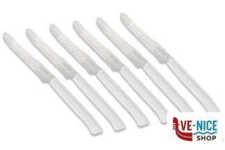 altri coltelli TAGLIENTISSIMI-CONFEZIONE 6 COLTELLI TAVOLA LAMA DENTATA CM 11 MANICO BIANCO MARIETTI COLTELLERIA SPA