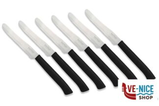 altri coltelli TAGLIENTISSIMI-CONFEZIONE 6 COLTELLI TAVOLA LAMA DENTATA CM 11 MANICO NERO MARIETTI COLTELLERIA SPA