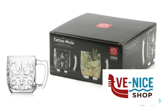 altri bicchieri TATTOO - CONFEZIONE 4 MUG MULE CL 43 27442020006 RCR CRISTALLERIA ITALIANA - immagine 3