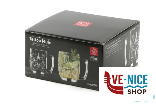 altri bicchieri TATTOO - CONFEZIONE 4 MUG MULE CL 43 27442020006 RCR CRISTALLERIA ITALIANA - immagine 4