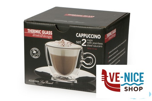 vetro/opale THERMIC GLASS SET 2 TAZZE CAPPUCCIO CL.16,5 CON PIATTO 1008601 BORMIOLI LUIGI - immagine 3