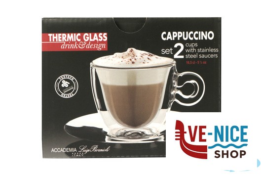 vetro/opale THERMIC GLASS SET 2 TAZZE CAPPUCCIO CL.16,5 CON PIATTO 1008601 BORMIOLI LUIGI - immagine 4