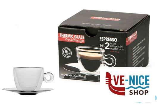 tazze da caffe' THERMIC GLASS SET 2 TAZZE CON PIATTO CL 6,5 10083 BORMIOLI LUIGI - immagine 3