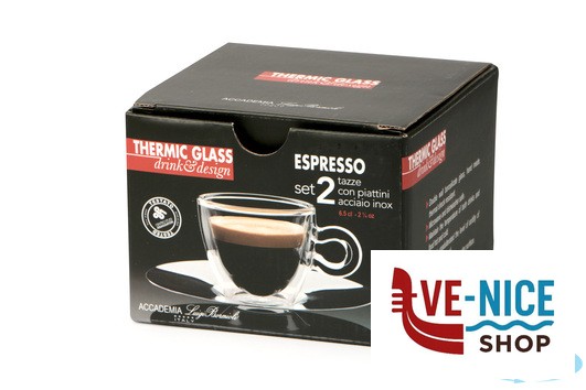tazze da caffe' THERMIC GLASS SET 2 TAZZE CON PIATTO CL 6,5 10083 BORMIOLI LUIGI - immagine 4