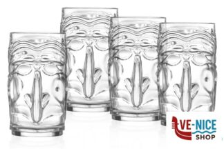 altri bicchieri TIKI PULCINELLA-CONFEZIONE 4 BICCHIERI FORMA ALTA CL45 CM7,6 H13,6 RCR CRISTALLERIA ITALIANA