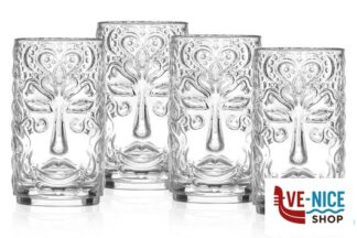altri bicchieri TIKI VENEZIA-CONFEZIONE 4 BICCHIERI FORMA ALTA CL 45 CM 7,6 H 13,6 RCR CRISTALLERIA ITALIANA
