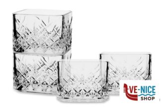 ciotolina TIMELESS - CONFEZIONE 4 COPPETTE QUADRATE IMPILABILI CL 23,5 CM 8 H.6,2 PASABAHCE