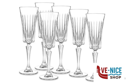 vetro cristallino TIMELESS RCR- CONFEZIONE 6 CALICI FLUTE CL 21 25874020206 RCR CRISTALLERIA ITALIANA