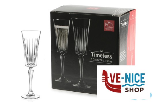 vetro cristallino TIMELESS RCR- CONFEZIONE 6 CALICI FLUTE CL 21 25874020206 RCR CRISTALLERIA ITALIANA - immagine 3