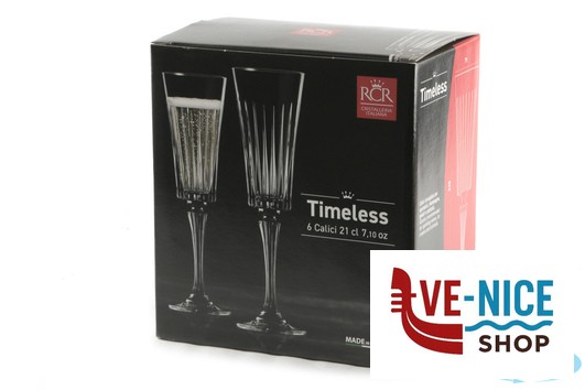 vetro cristallino TIMELESS RCR- CONFEZIONE 6 CALICI FLUTE CL 21 25874020206 RCR CRISTALLERIA ITALIANA - immagine 4
