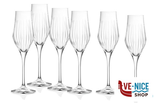 calici e flute spumante TIMELESS RCR NEW - CONFEZIONE 6 CALICI FLUTE CL 23 CM 7,4 H.25 RCR CRISTALLERIA ITALIANA