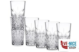 bicchiere liquore TIMELESS TEMPERATO IMPILABILE - CONFEZIONE 6 BICCHIERI LONG DRINK CL 36 PASABAHCE