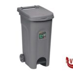 pattumiere URBAN ECO SYSTEM-BIDONE LT.80 GRIGIO POLVERE CON RUOTE E PEDALE 25603 STEFANPLAST