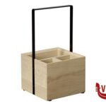 legno VALO-TABLE CADDY LEGNO DI QUERCIA OLIATO, MANICO METALLO (SENZA MANICO H.12,5 CM), CON PIEDINI ANTISCIVOLO, 3 SCOMPARTI: 2 DA 6X6 CM E UNO DA 6X13 CM APS  ASSHEUER POTT GMBH E CO KG