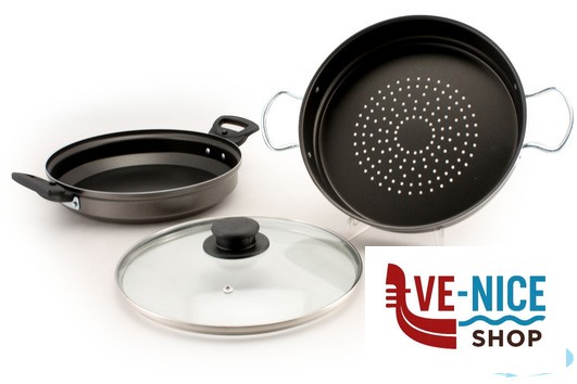 mondo cottura VAPORIERA 2 MANICI CM.24 CON COPERCHIO IN VETRO 260245 VALSECCHI CASALINGHI - immagine 3