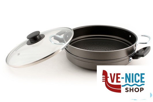 mondo cottura VAPORIERA 2 MANICI CM.24 CON COPERCHIO IN VETRO 260245 VALSECCHI CASALINGHI - immagine 2