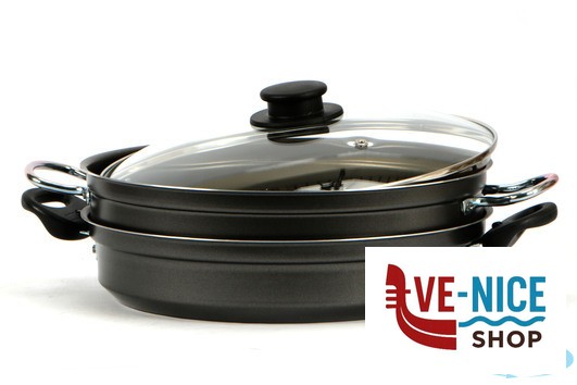 mondo cottura VAPORIERA 2 MANICI CM.28 CON COPERCHIO IN VETRO VALSECCHI CASALINGHI - immagine 3