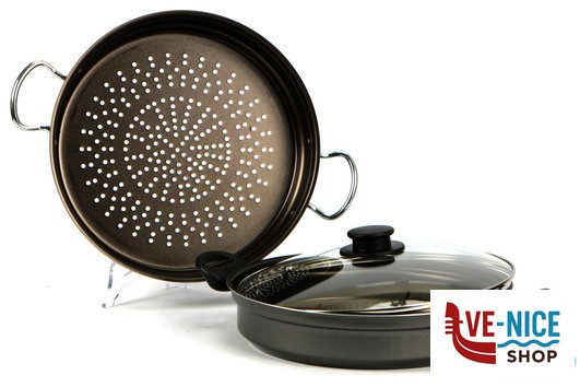 mondo cottura VAPORIERA 2 MANICI CM.28 CON COPERCHIO IN VETRO VALSECCHI CASALINGHI