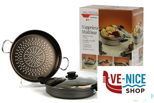 mondo cottura VAPORIERA 2 MANICI CM.28 CON COPERCHIO IN VETRO VALSECCHI CASALINGHI - immagine 4