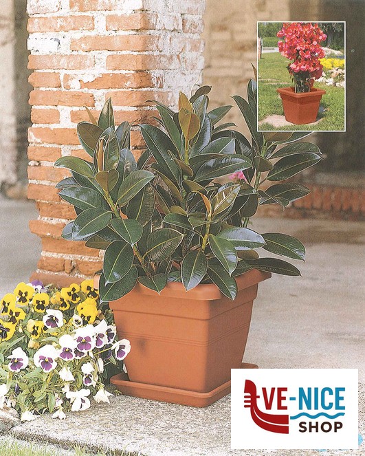 plastica VASO KREA QDR PLASTICA CM 25- TIPO COTTO 01 EURO 3 PLAST - immagine 2