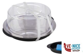 0 VASSOIO TERMICO TONDO COPERCHIO CM 35 H15. BASE PS NERO,VASSOIO INOX 18/0,COPERCHIO TRASPARENTE,2 REFRIGERATORI,1 CINTURA SILICONE PER TRASPORTO 09094 APS ASSHEUER POTT GMBH E CO KG