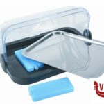 0 VETRINETTA DA BANCO CM.44X32 H.20,5 CON 1 VASSOIO INOX CM 39X28 E 2 PASTIGLIE GHIACCIO SINTETICO 09104 APS  ASSHEUER POTT GMBH E CO KG