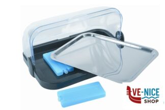 0 VETRINETTA DA BANCO CM.44X32 H.20,5 CON 1 VASSOIO INOX CM 39X28 E 2 PASTIGLIE GHIACCIO SINTETICO 09104 APS ASSHEUER POTT GMBH E CO KG